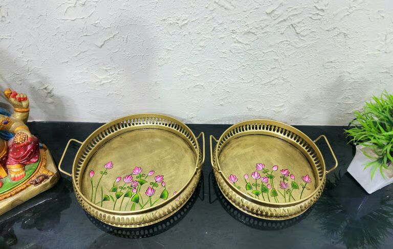 Decorative Multicolour Dry fruit tray Ovel S/3