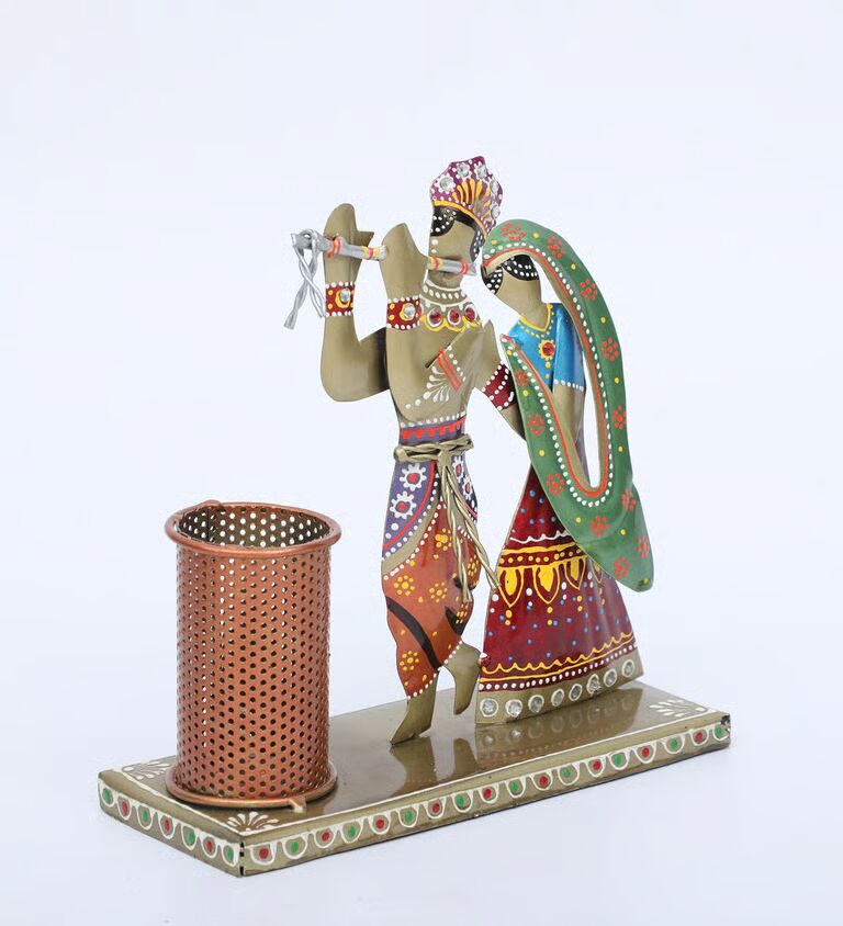 Krishna Multicolour Metal Pen Stand