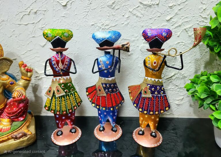 Decorative Multicolour Panjabi doll stand s/3