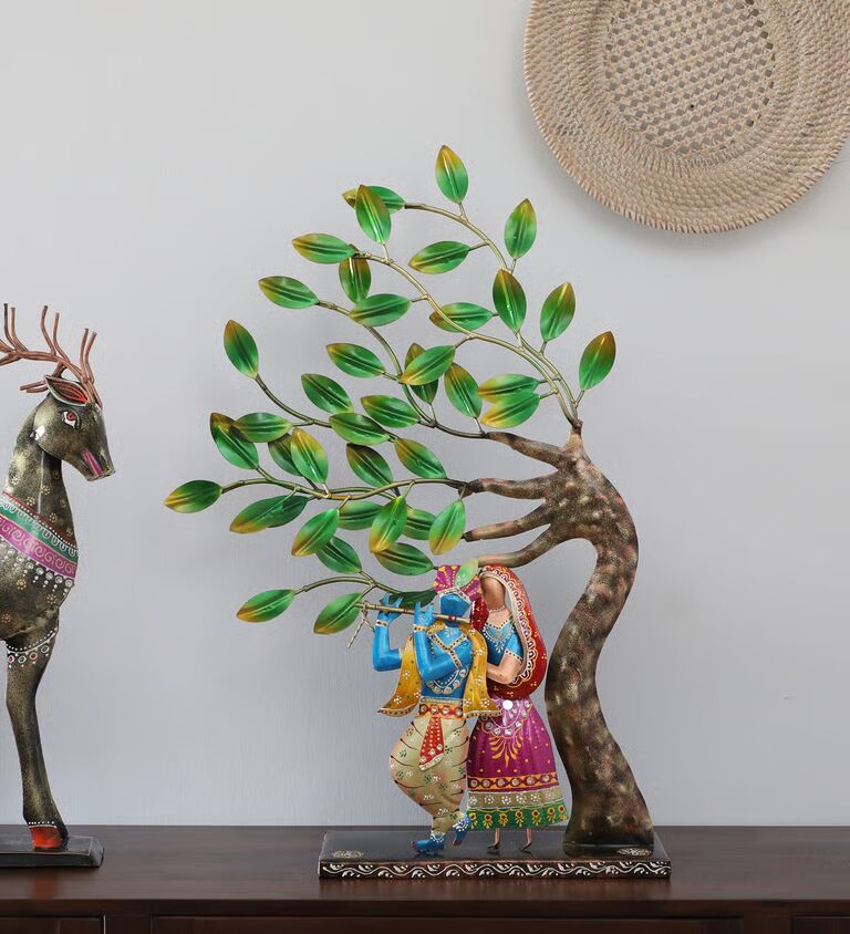 Radhey Krishna Tree Multicolour Iron Religious Idols