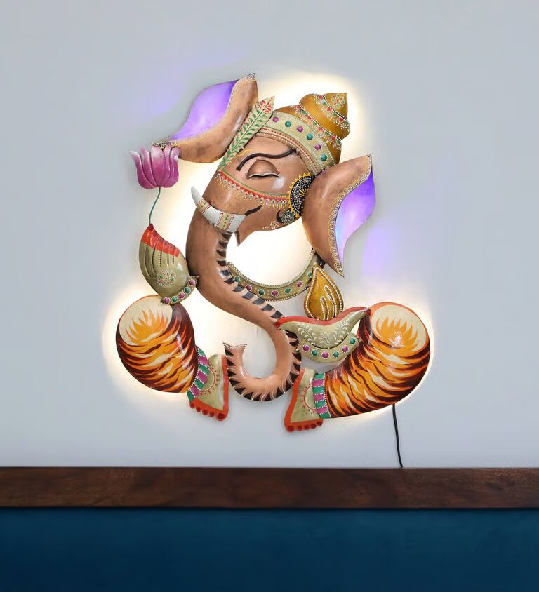 Decorative Ganesh Multicolour Iron Wall Art