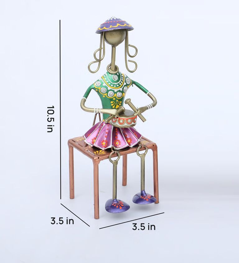 Lady Hanging Set Of 3 Bench Multicolour Iron Figurines