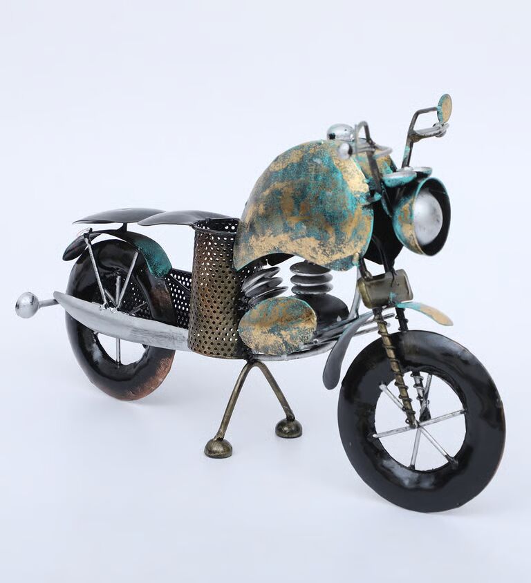 Bike White Metal Pen Holder