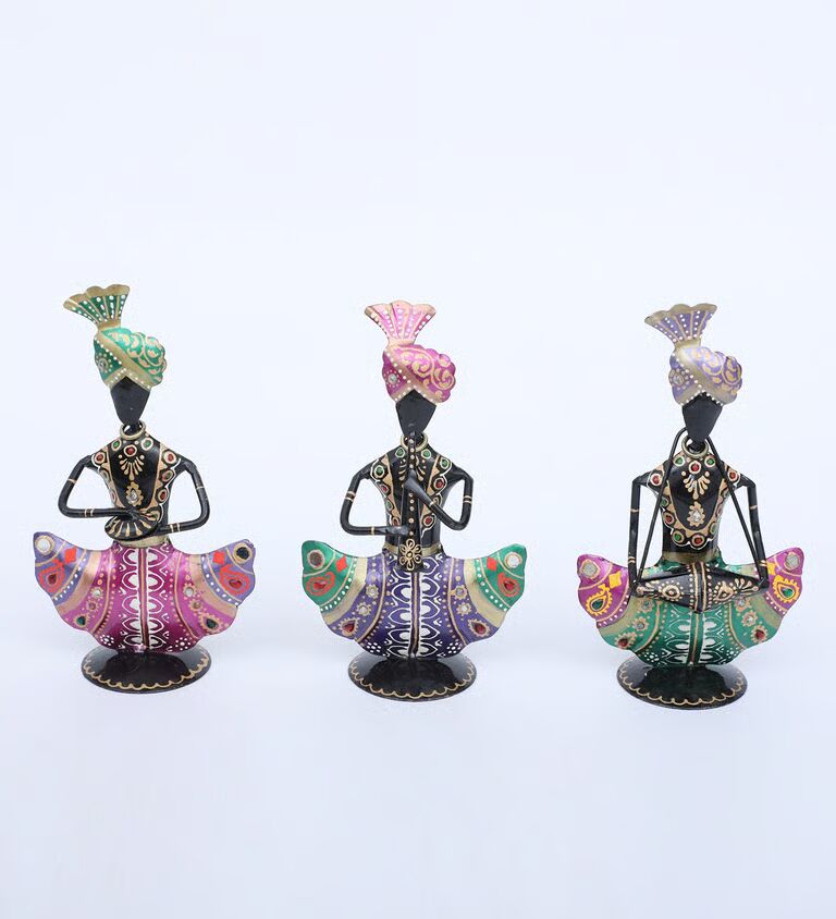 Safa Doll Set Of 3 Multicolour Iron Figurines