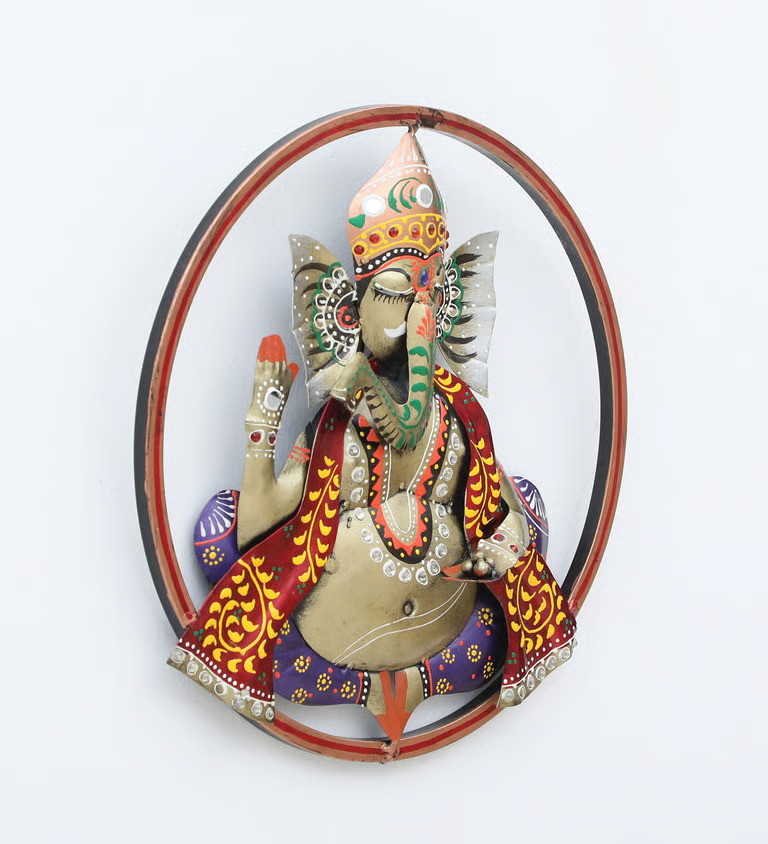 Decorative Ganesh Multicolour Metal Wall Art