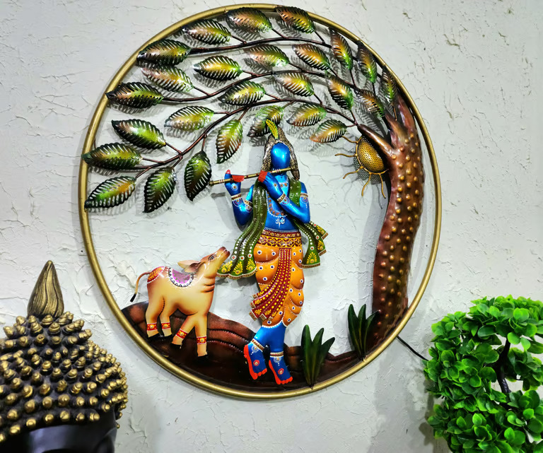 Decorative Multicolourr Krishna Wall Art Led 