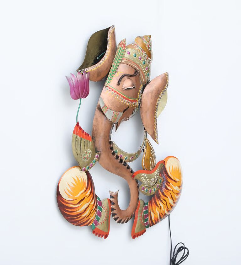 Decorative Ganesh Multicolour Iron Wall Art