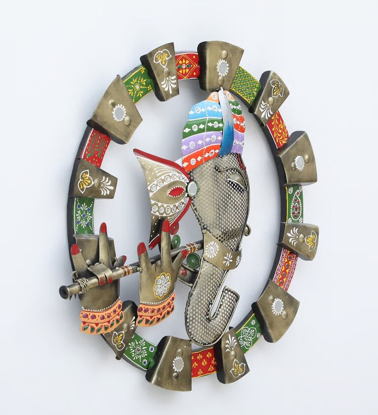 Decorative Ganesh Multicolour Iron Wall Art