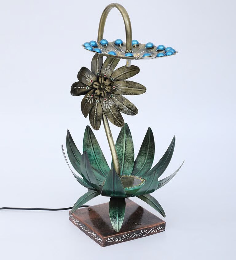 Floral Inspired E27 Holder Metal Base Night Lamp
