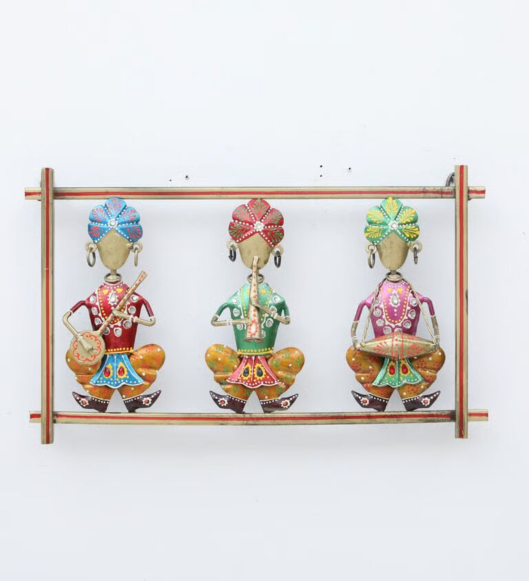 Decorative 3 Panjabi Fram Multicolour Iron Wall Art