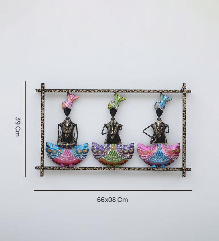 3 Punjabi Multicolour Iron Wall Art