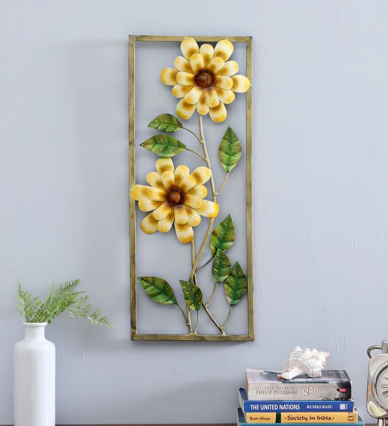 Decorative Flower Fram Multicolour Iron Wall Art