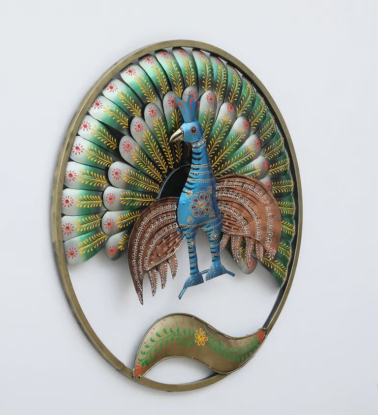 Peacock Ring Multicolour Iron Wall Art