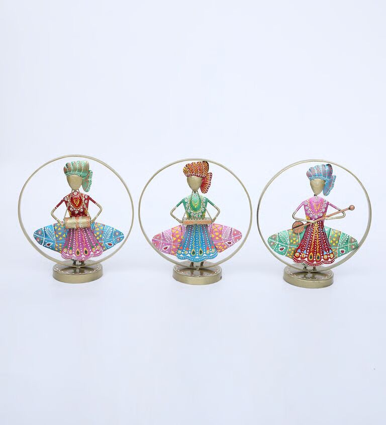 Punjabi Ring S/3 Multicolour Metal Figurines