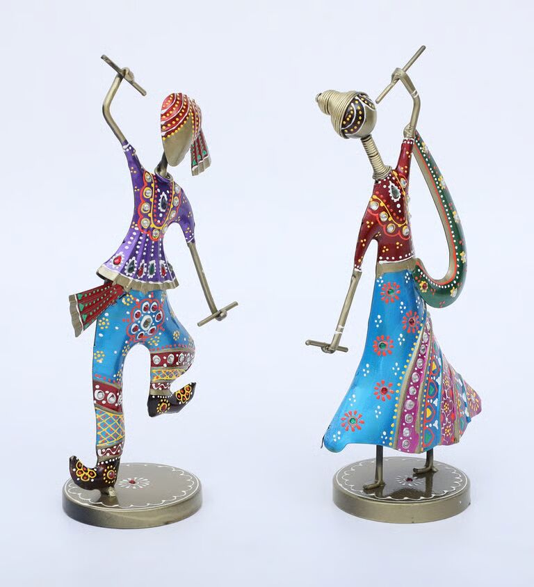 Dandiya Doll S/2 Multicolour Metal Figurines