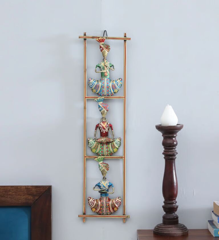 Decorative 3 Safa Panel Virtical Multicolour Metal Wall Art