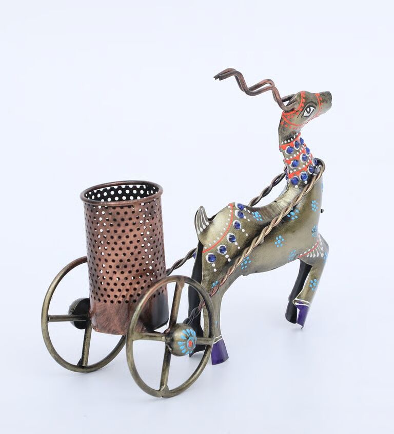 Deer Multicolour Metal Pen Stand