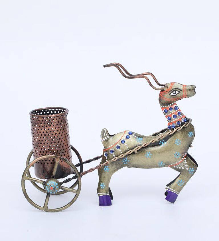 Deer Multicolour Metal Pen Stand