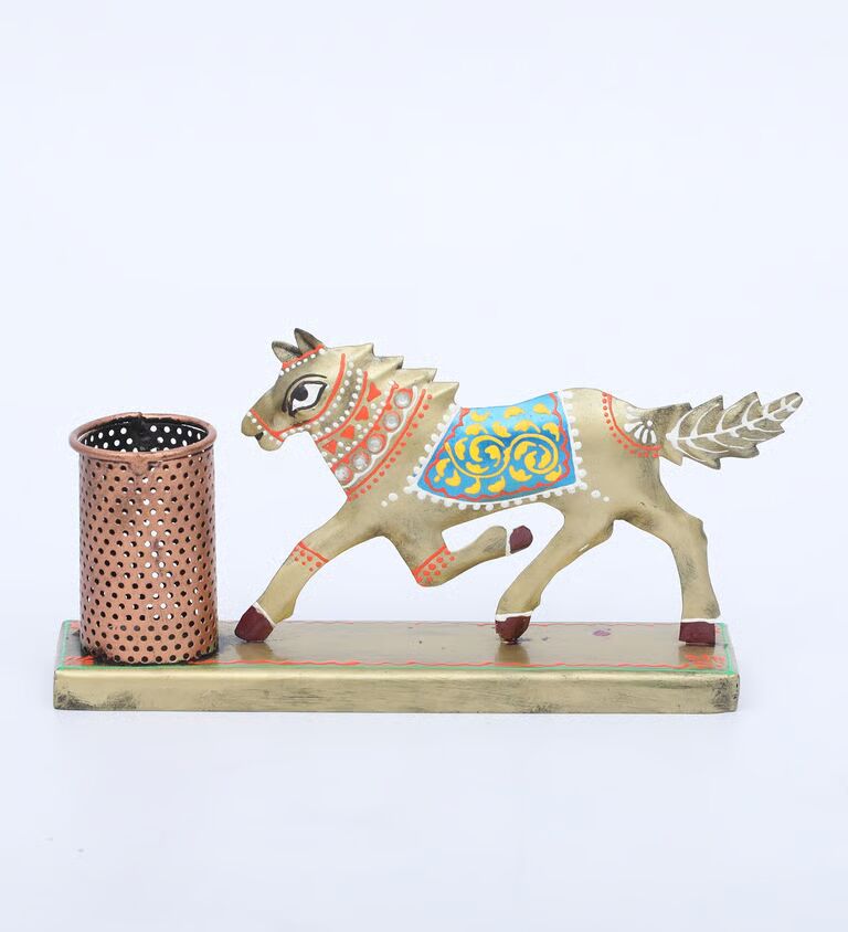 Horse Multicolour Metal Pen Stand