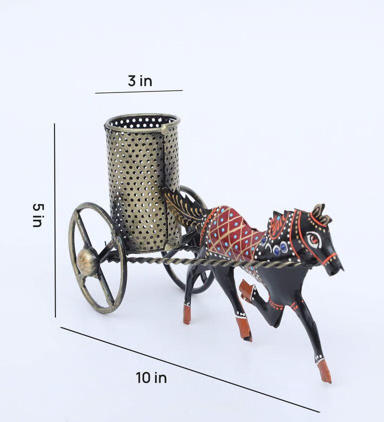 Horse Multicolour Metal Pen Stand