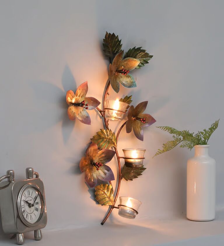 Decorative Multicolour Iron Table Tea Light Holder