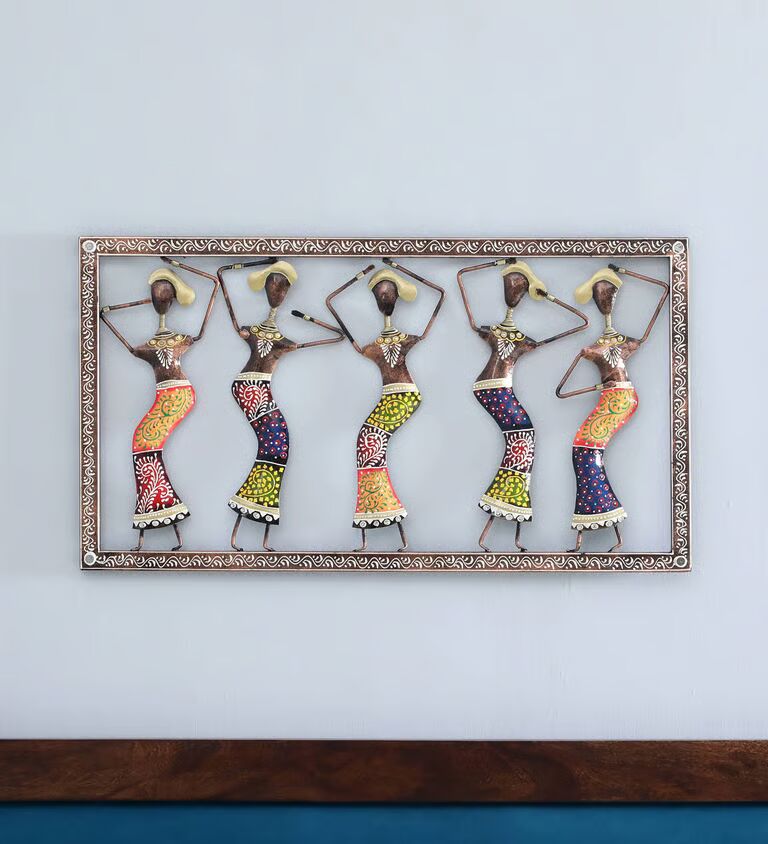 5 Lady Dancing Fram Decorative Multicolour Iron Wall Art