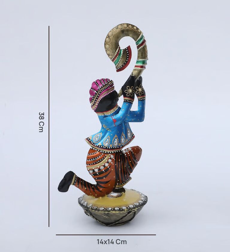 Dolak Musician Set Of 2 Multicolour Iron Figurines