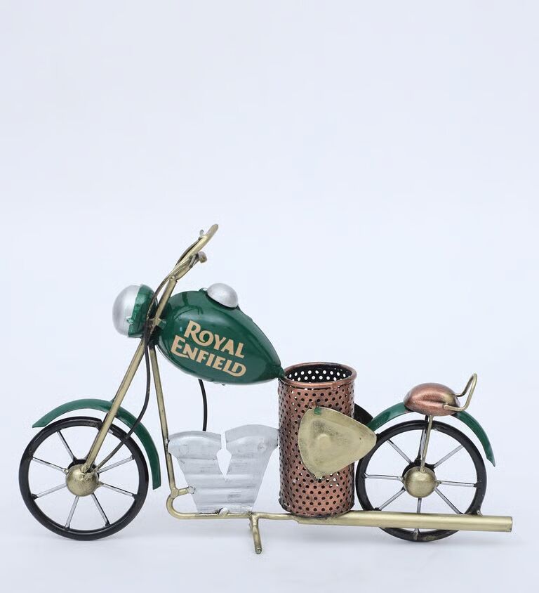 Bike 3'' Green Iron Pen Stand