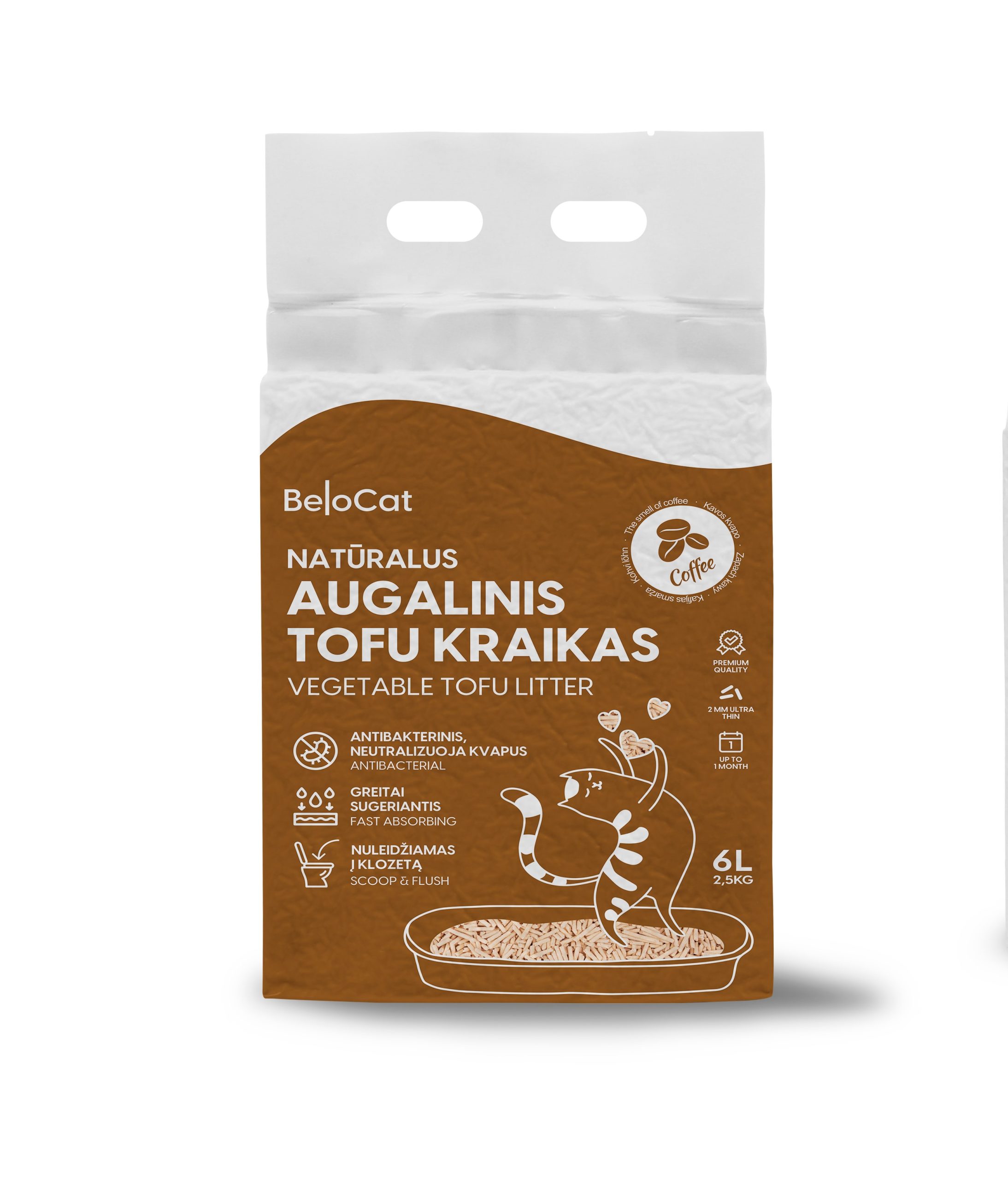 KAČIŲ KRAIKAS „Belocat” TOFU-6L/2,5Kg., (Coffee)