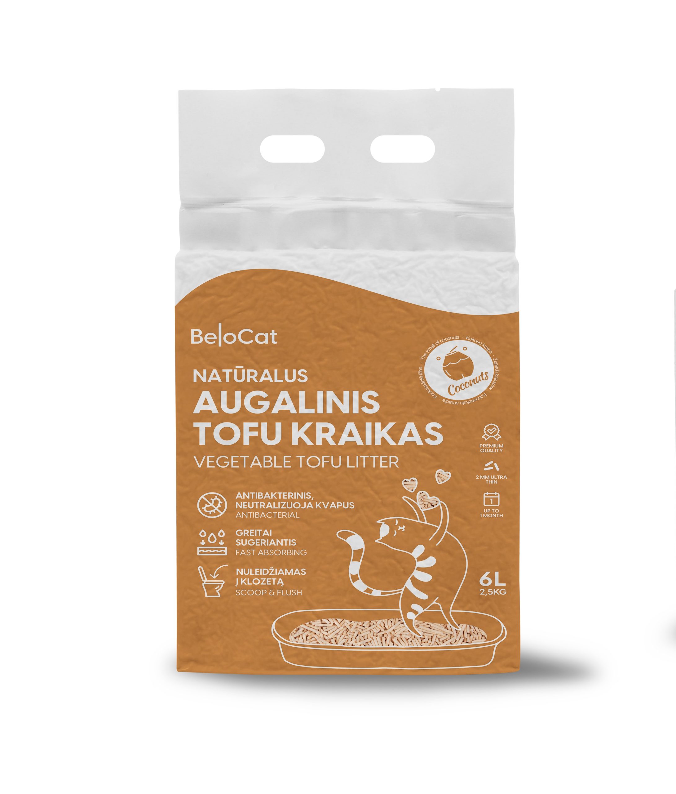 KAČIŲ KRAIKAS „Belocat” TOFU-6L/2,5Kg., (Coconuts) 