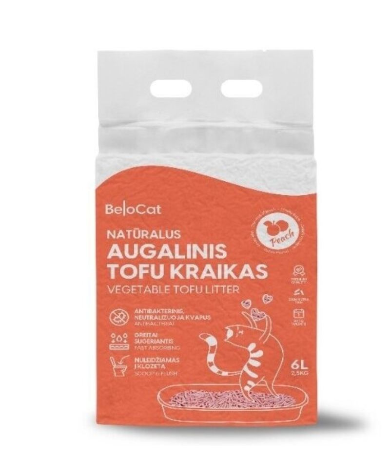 KAČIŲ KRAIKAS „Belocat” TOFU-6L/2,5Kg., (persikų kvapo) 