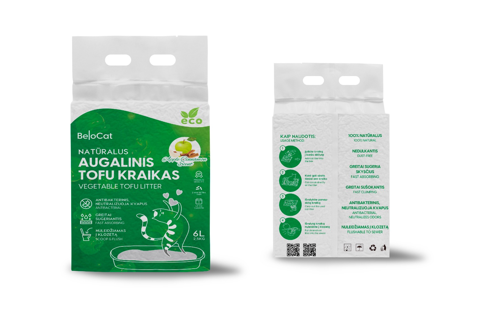 KAČIŲ KRAIKAS „Belocat” TOFU-6L/2,5Kg., (Obuolių su cinamonu) 