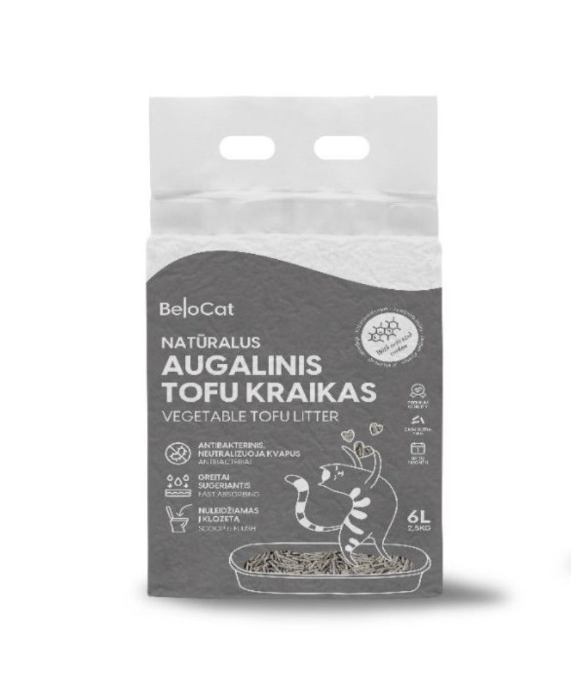 KAČIŲ KRAIKAS „Belocat” TOFU-6L/2,5Kg., (su aktyvinta anglimi)