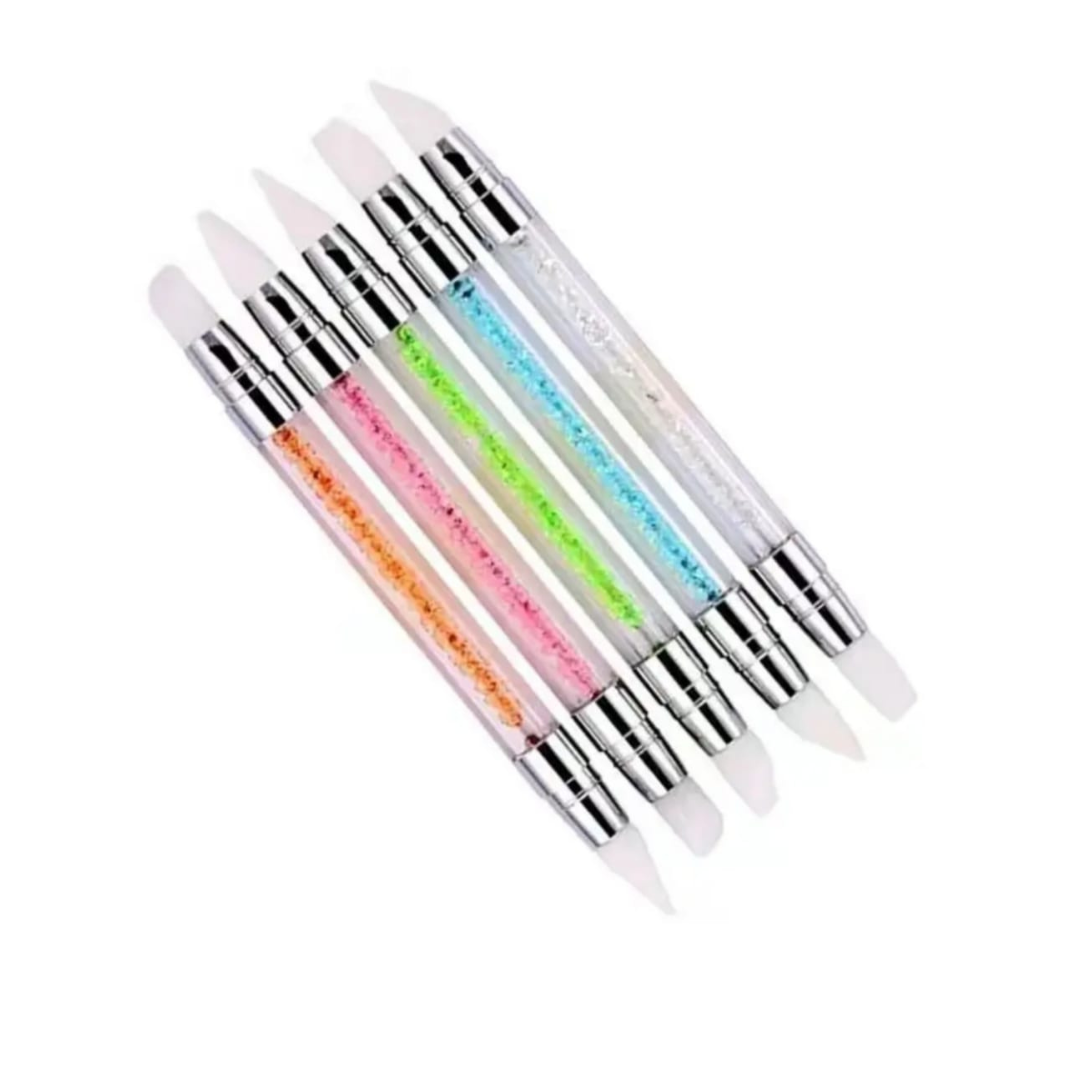 Double-ended silicone nail art brushes