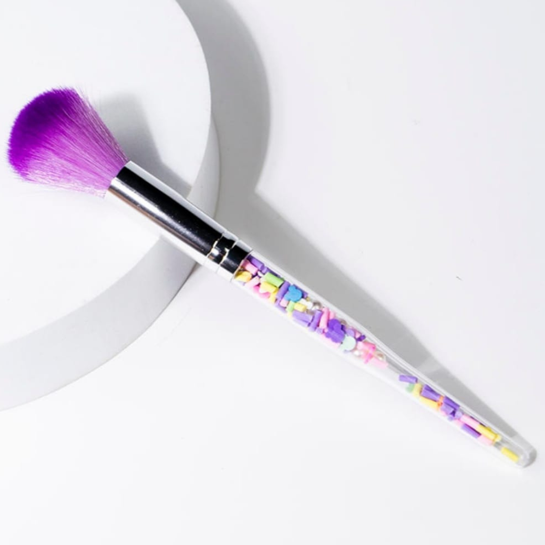 Nail dust brush long purple
