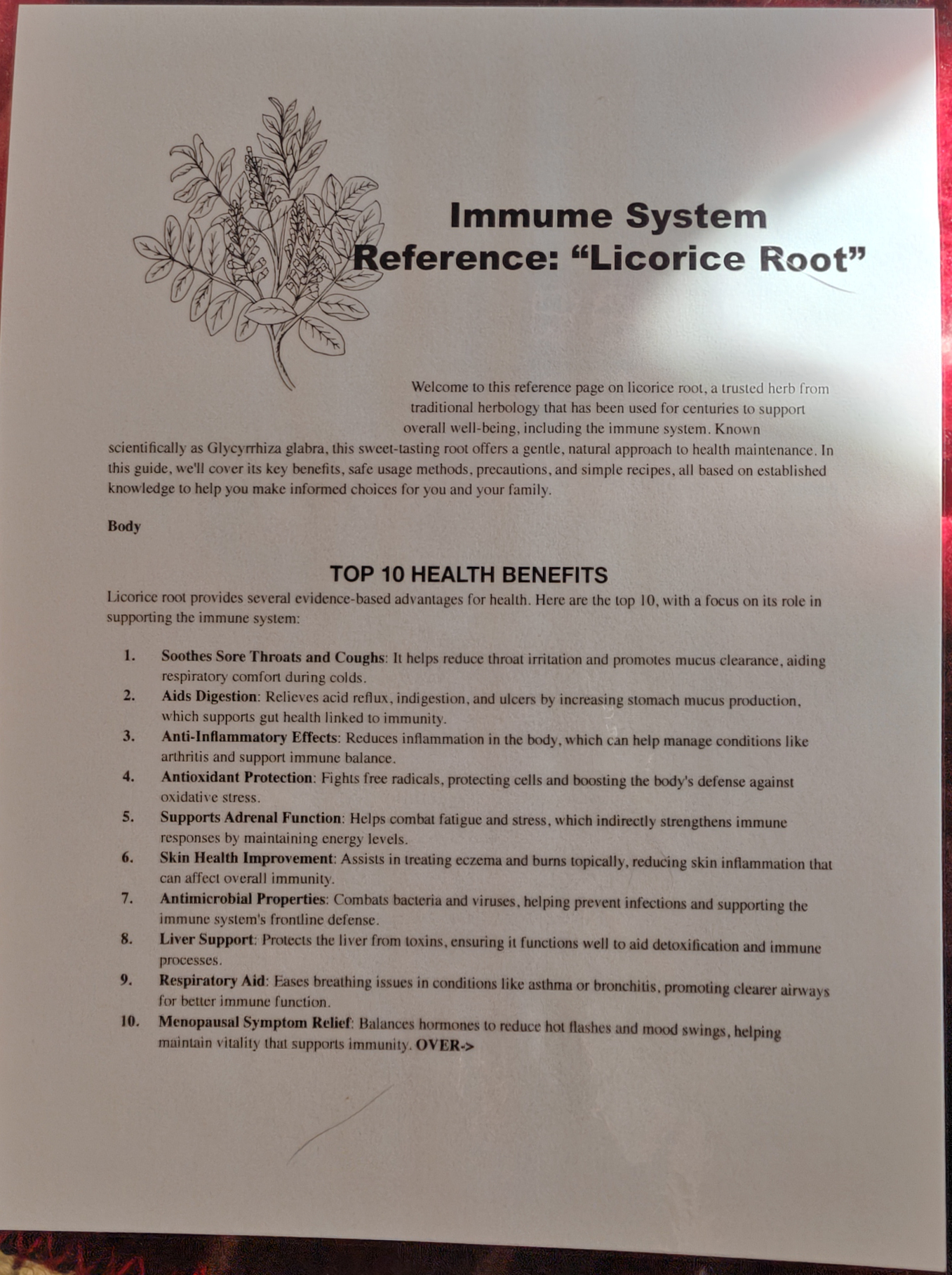 Herbal Backer's Immune System Reference Set
