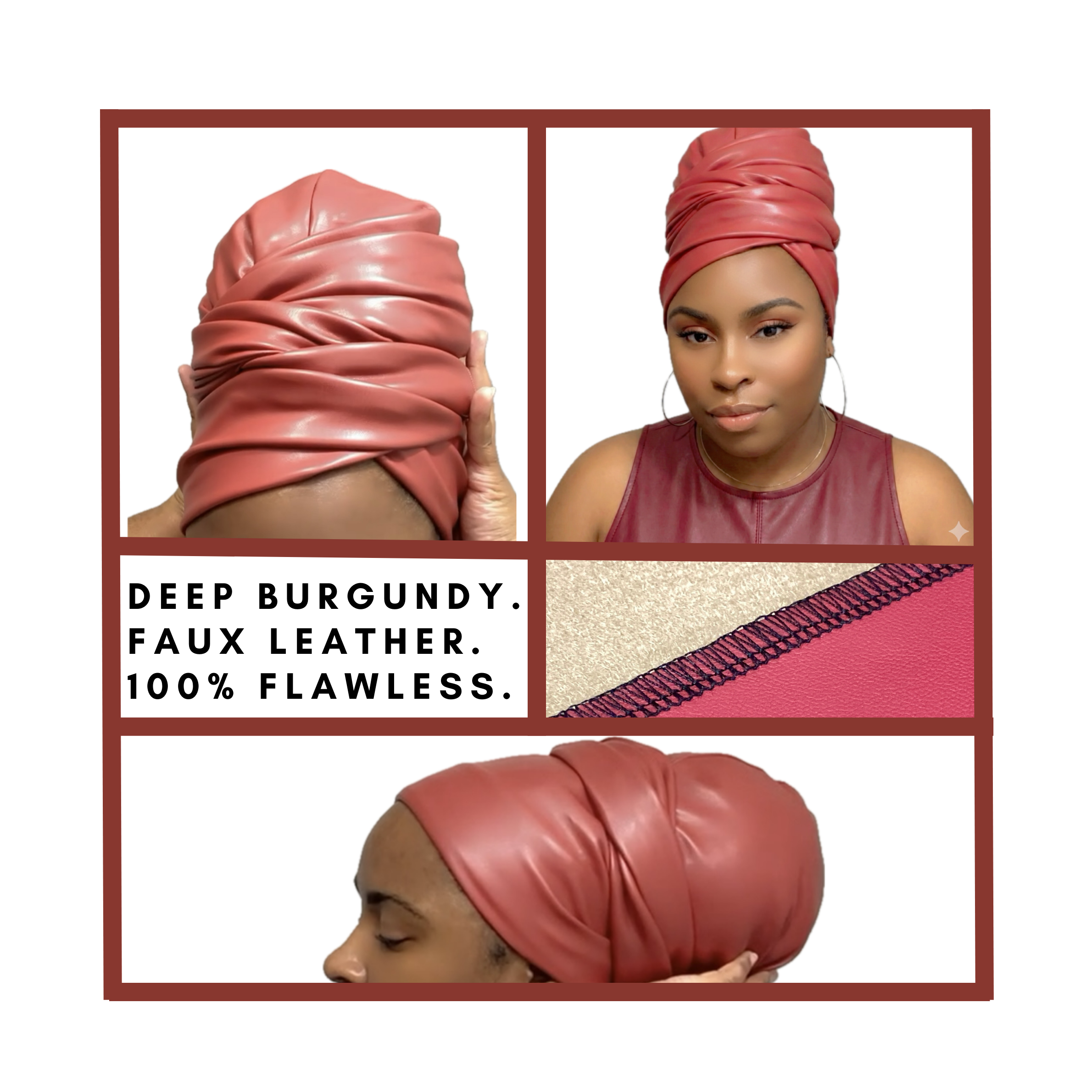 DEEP BURGUNDY FAUX LEATHER SILHOUETTE
