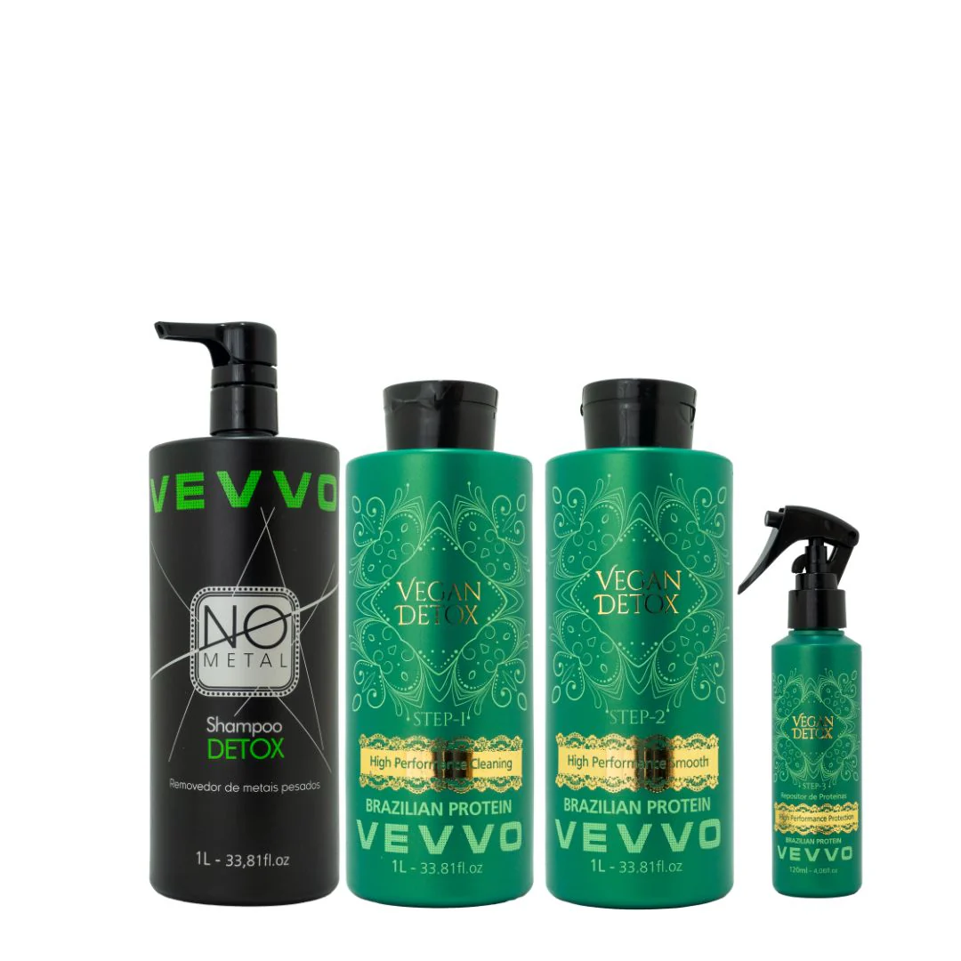 Kit Progressiva Orgânica Vegan + Shampoo NO Metal (Detox)