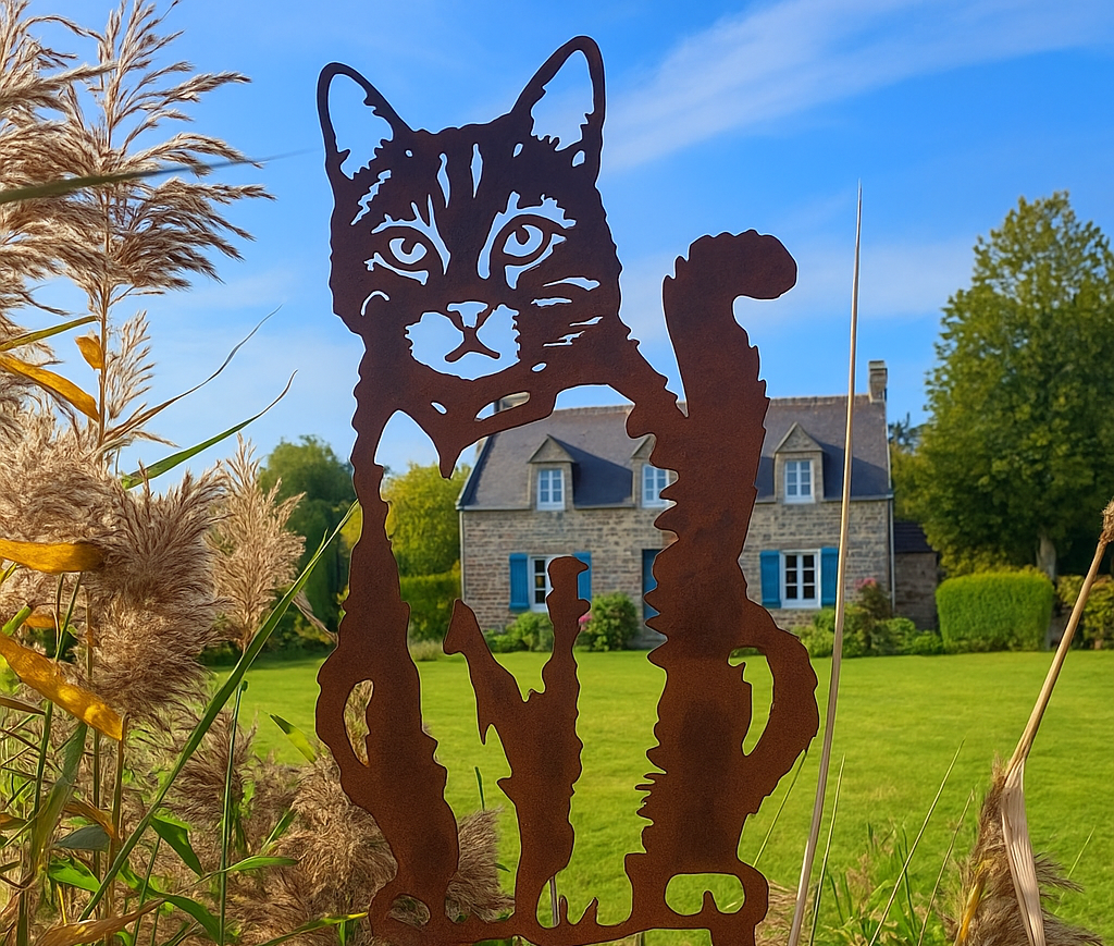 Chat - statue de jardin - 40x23