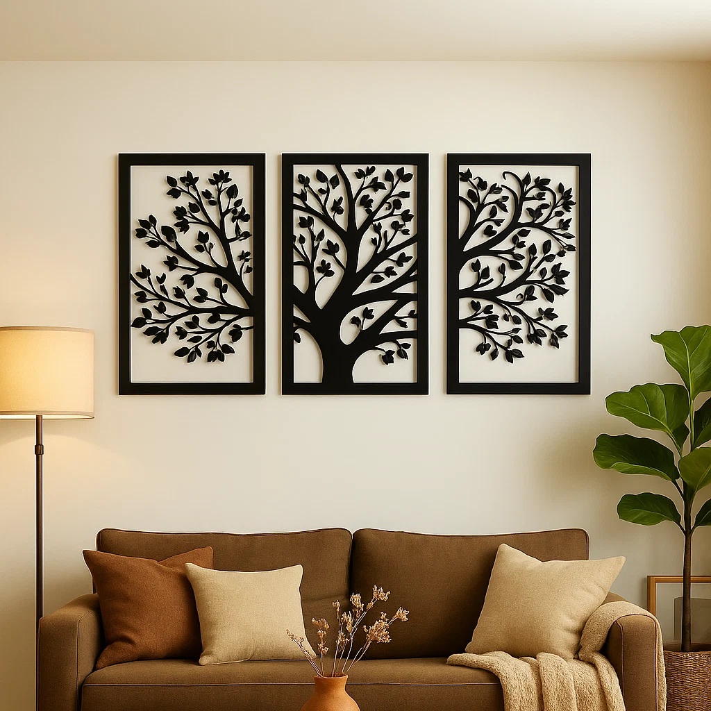 Décoration murale métal - Trio arbre