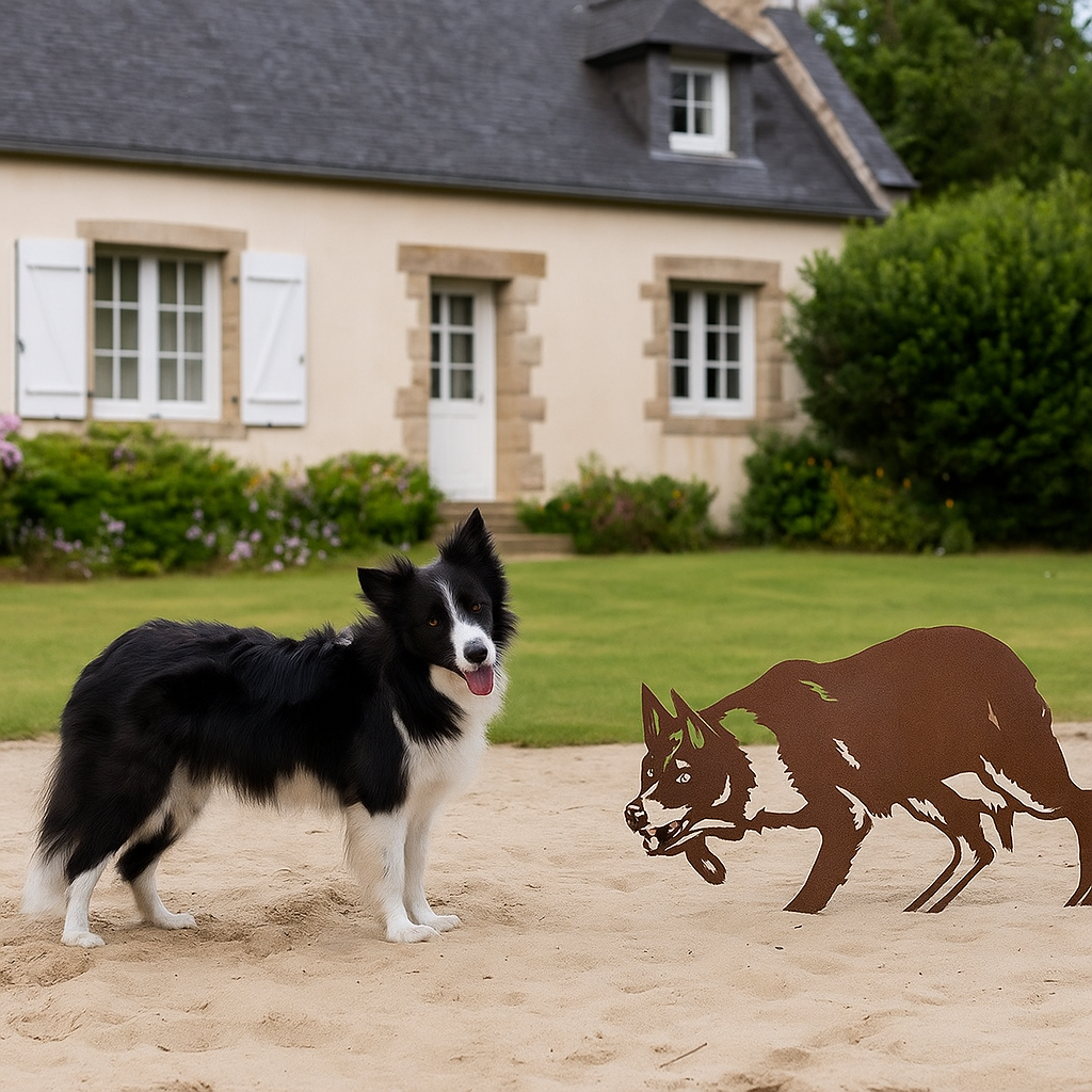 Border collie - statue de jardin - 80x45