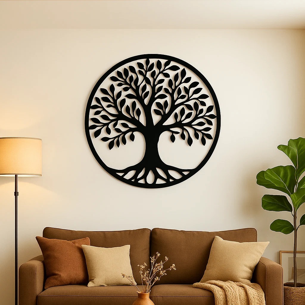 Décoration murale métal - Arbre de vie rond