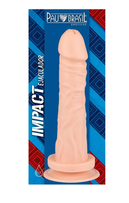 Prótese Realística Maciça com Ventosa e Simulador de Ejaculação 19x3,8 cm Pau Brasil