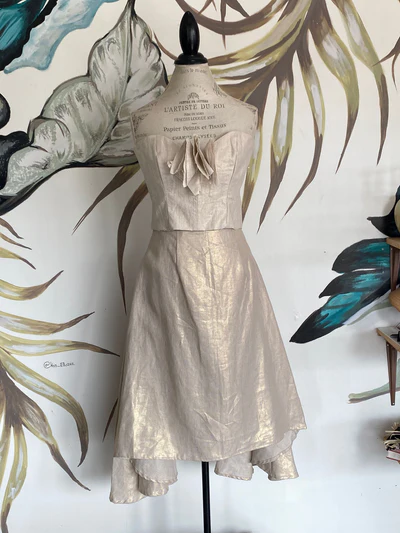 Luxe Linen Metallic Top & Skirt 