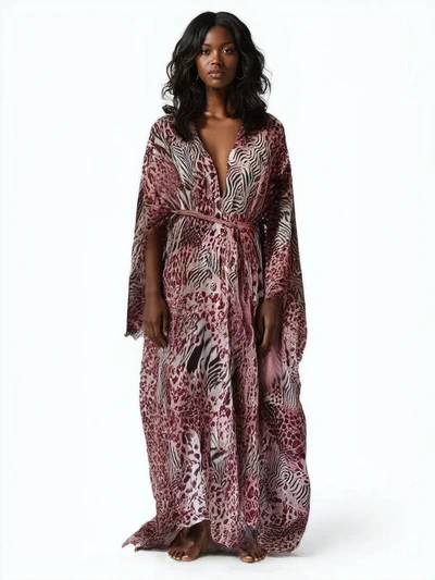 Silk Pink Safari Kimono 