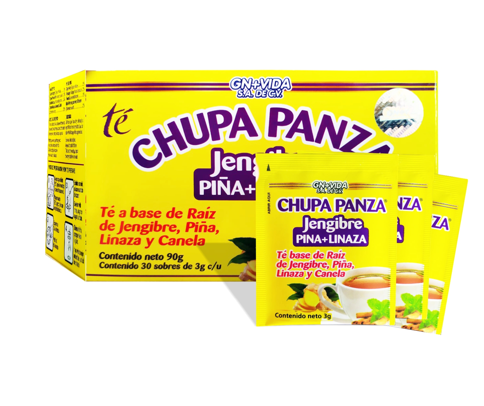 Té Chupa Panza Jengibre, Piña y Linaza