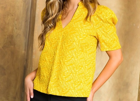 Yellow Puff Sleeve Blouse