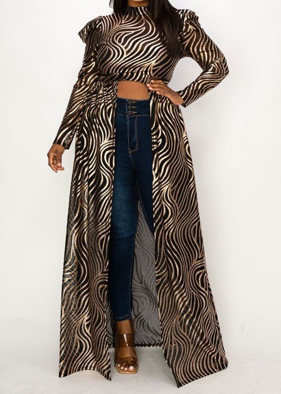 Shimmering Long Sleeve Duster Top
