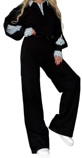 CASUAL LAYERED LONG SLEEVE TROUSER SET