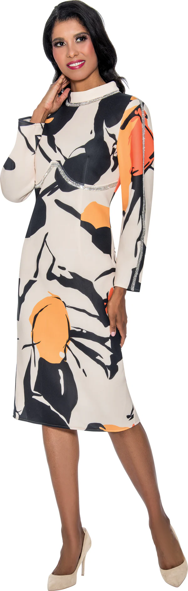Abstract Print Midi Dress